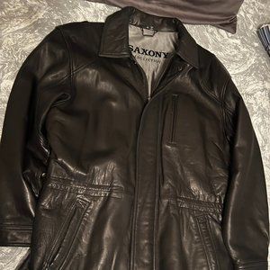 Saxony Black Leather 3/4 Coat